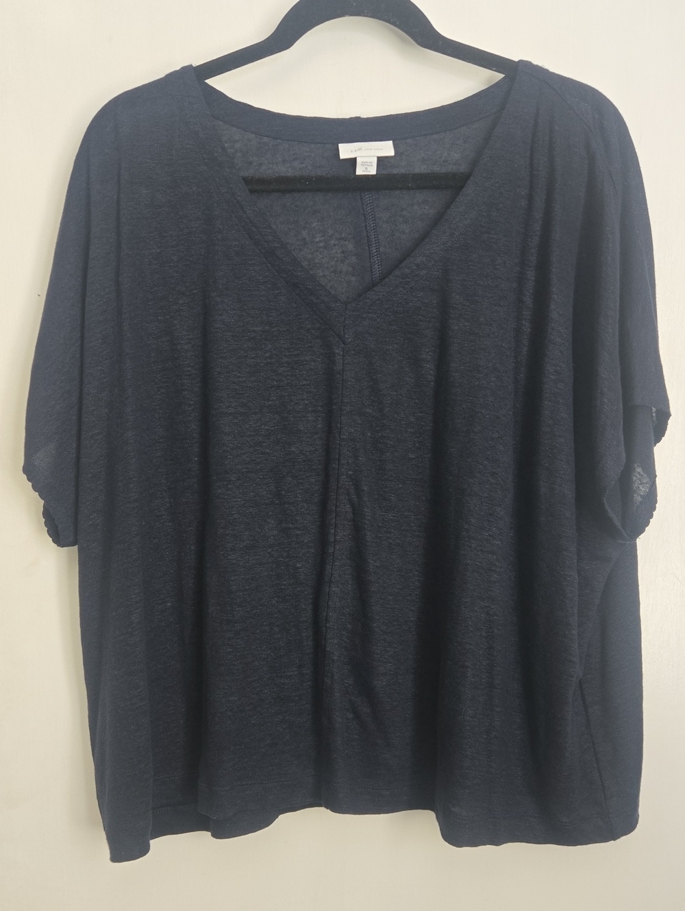 J. Jill Love Linen Navy V-Neck Dolman Short Sleeve Tunic XL